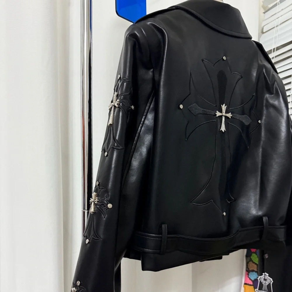 Chrome Hearts Black Leather Jacket with Silver Details - Picture 4 of 4